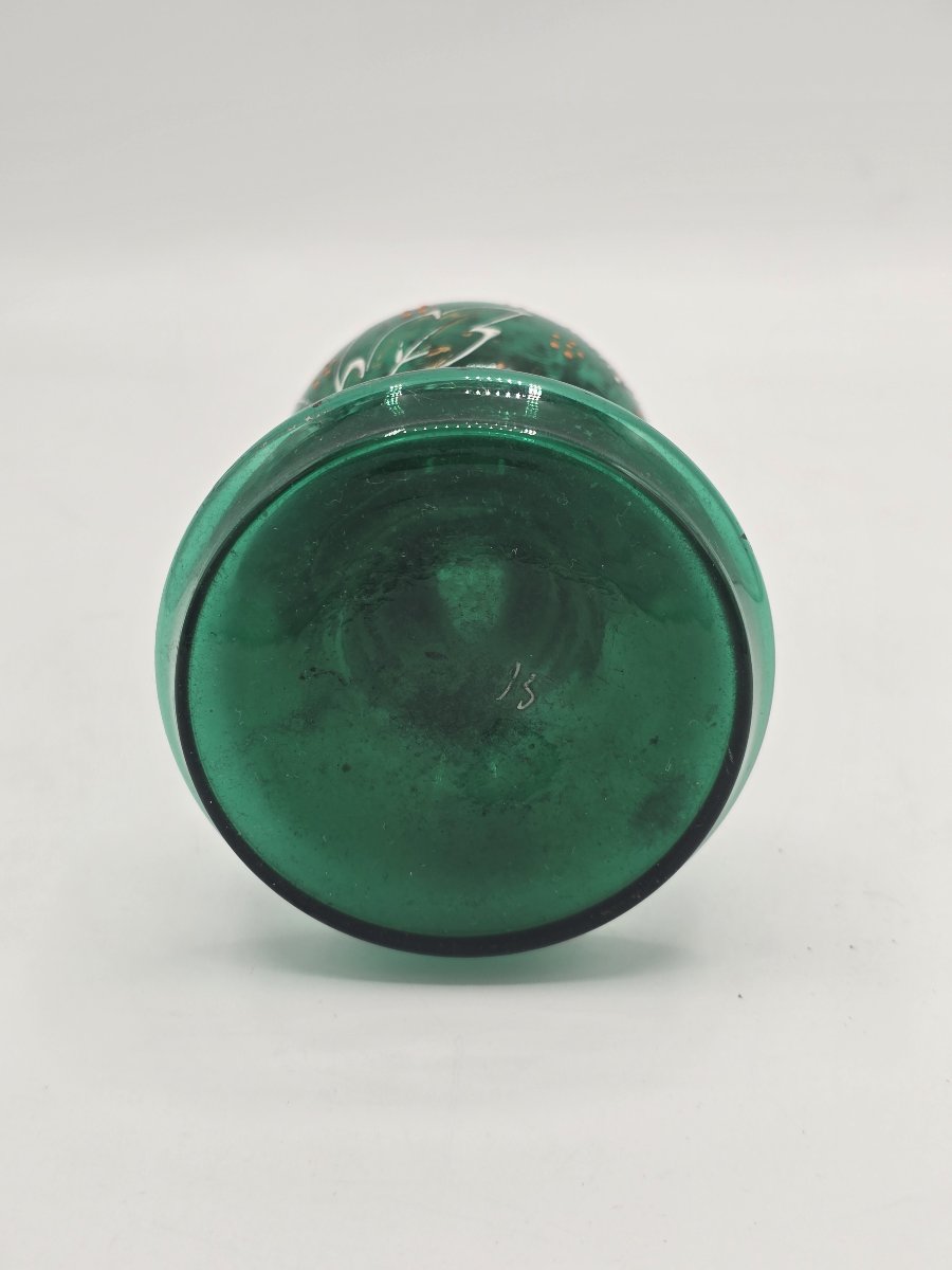 Aspersoir à eau de rose en verre soufflé vert, Perse, fin XIXe - début XXe siècle-photo-2