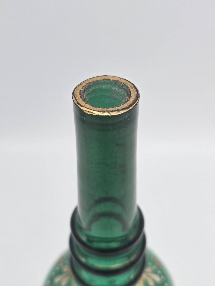 Aspersoir à eau de rose en verre soufflé vert, Perse, fin XIXe - début XXe siècle-photo-4