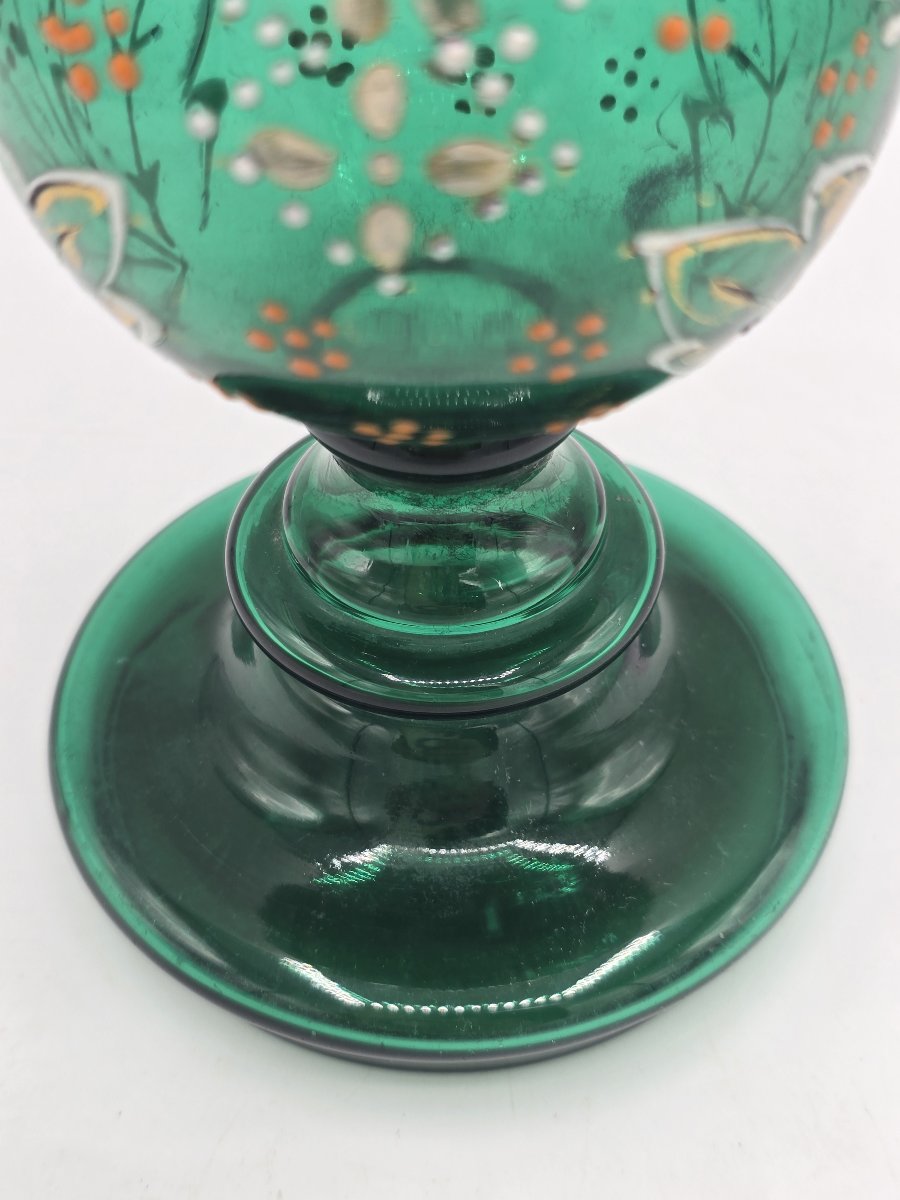 Aspersoir à eau de rose en verre soufflé vert, Perse, fin XIXe - début XXe siècle-photo-2