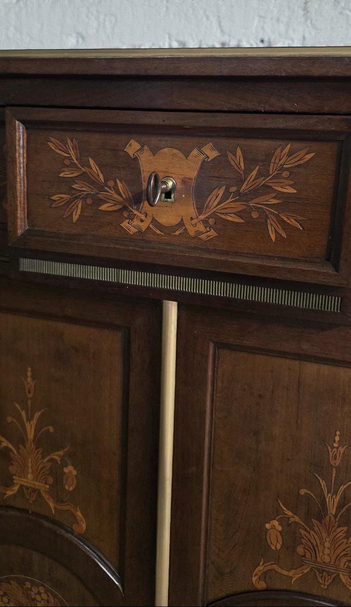 Louis XVI-style Sideboard In Marquetry And Brass—late 19th / Early 20th Century-photo-2
