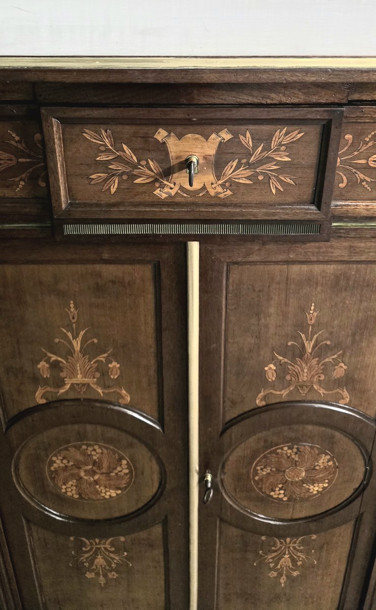 Louis XVI-style Sideboard In Marquetry And Brass—late 19th / Early 20th Century-photo-5