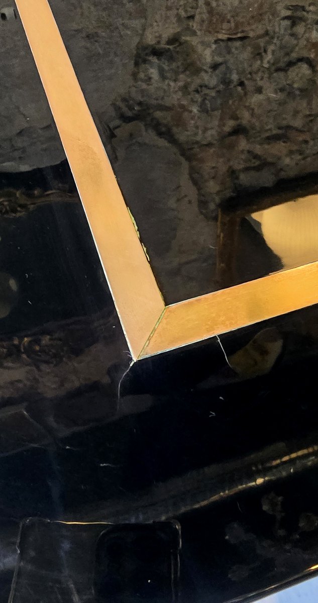 Jean-claude Mahey, Attributed To – Square Coffee Table In Black Lacquer And Brass, 1970s-photo-4