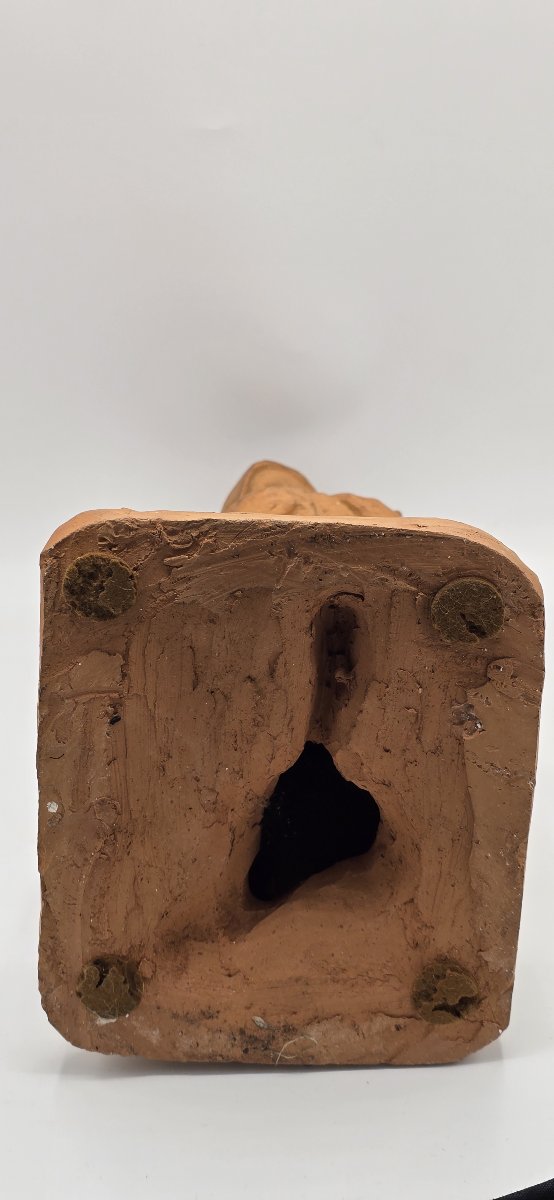 Raoul Mabru (1882–1957) – Old Auvergne Peasant Woman With A Lamb – Signed Terracotta – 43 Cm-photo-4