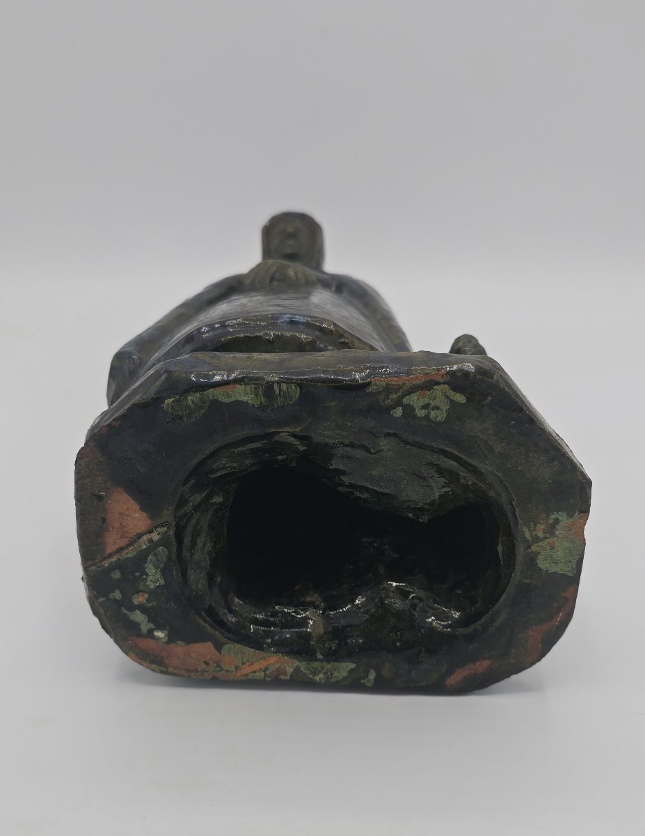 Raoul Mabru (1882–1957) – Old Peasant Woman With A Dog – Glazed Terracotta Sculpture – 1930-photo-2