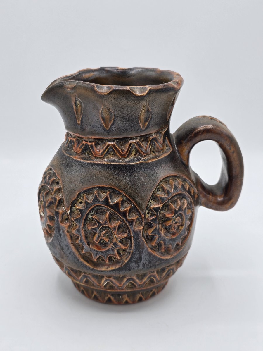 Marius Bessone (1929–2001) – Incised Ceramic Pitcher – Vallauris, Ca. 1956