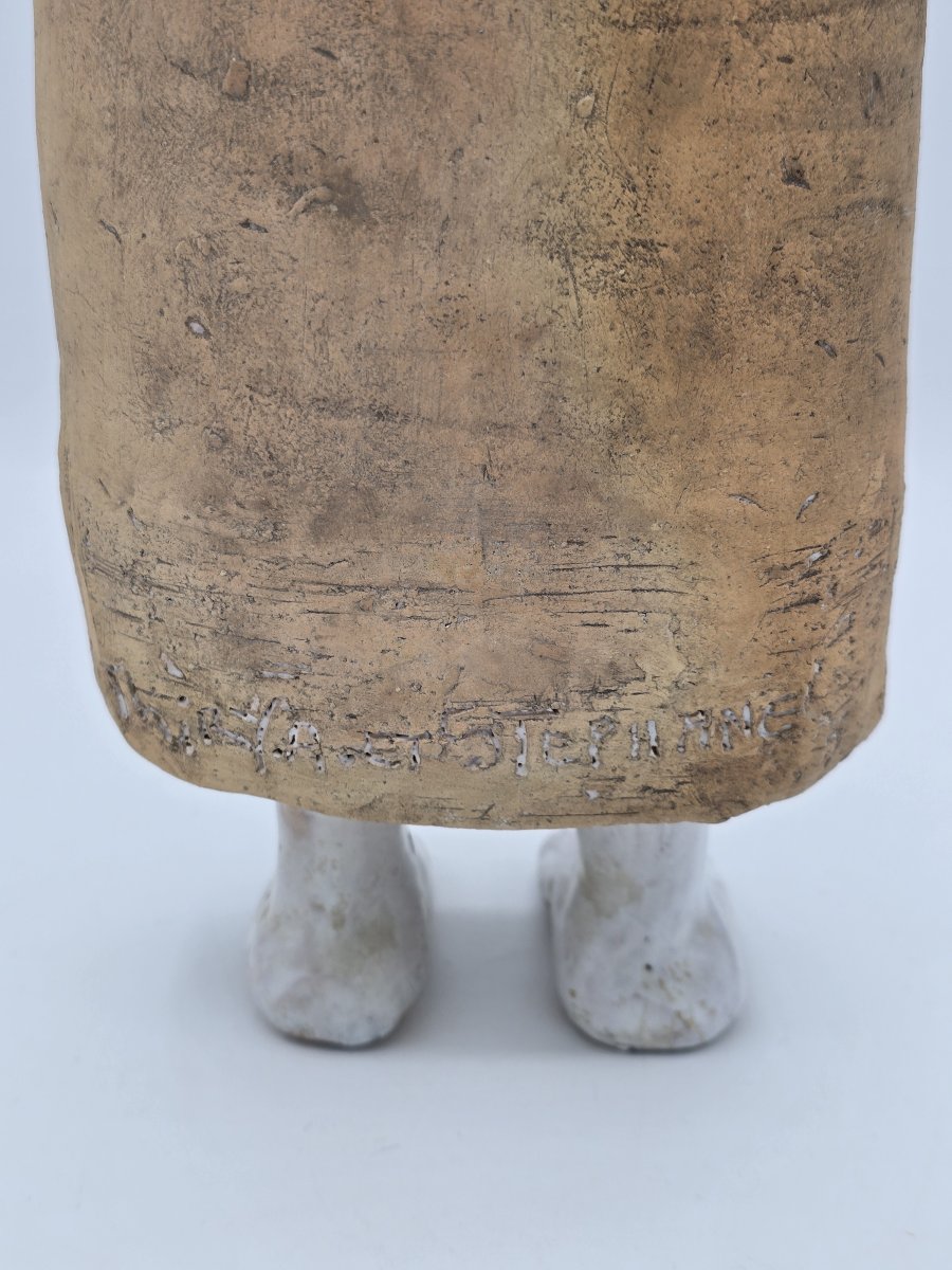 Albert & Stéphane THIRY – Sculpture féminine en terre chamottée émaillée – vers 1990 – 36 cm-photo-4