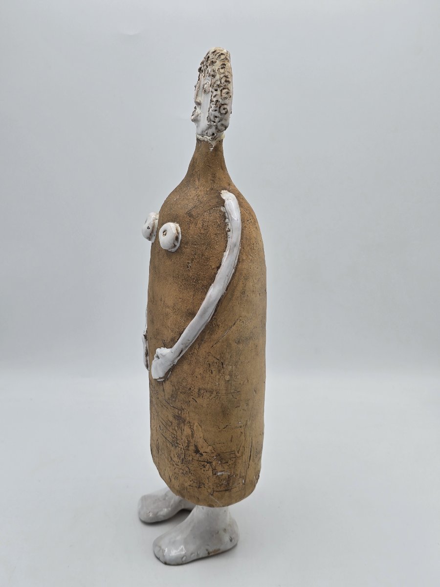 Albert & Stéphane THIRY – Sculpture féminine en terre chamottée émaillée – vers 1990 – 36 cm-photo-5