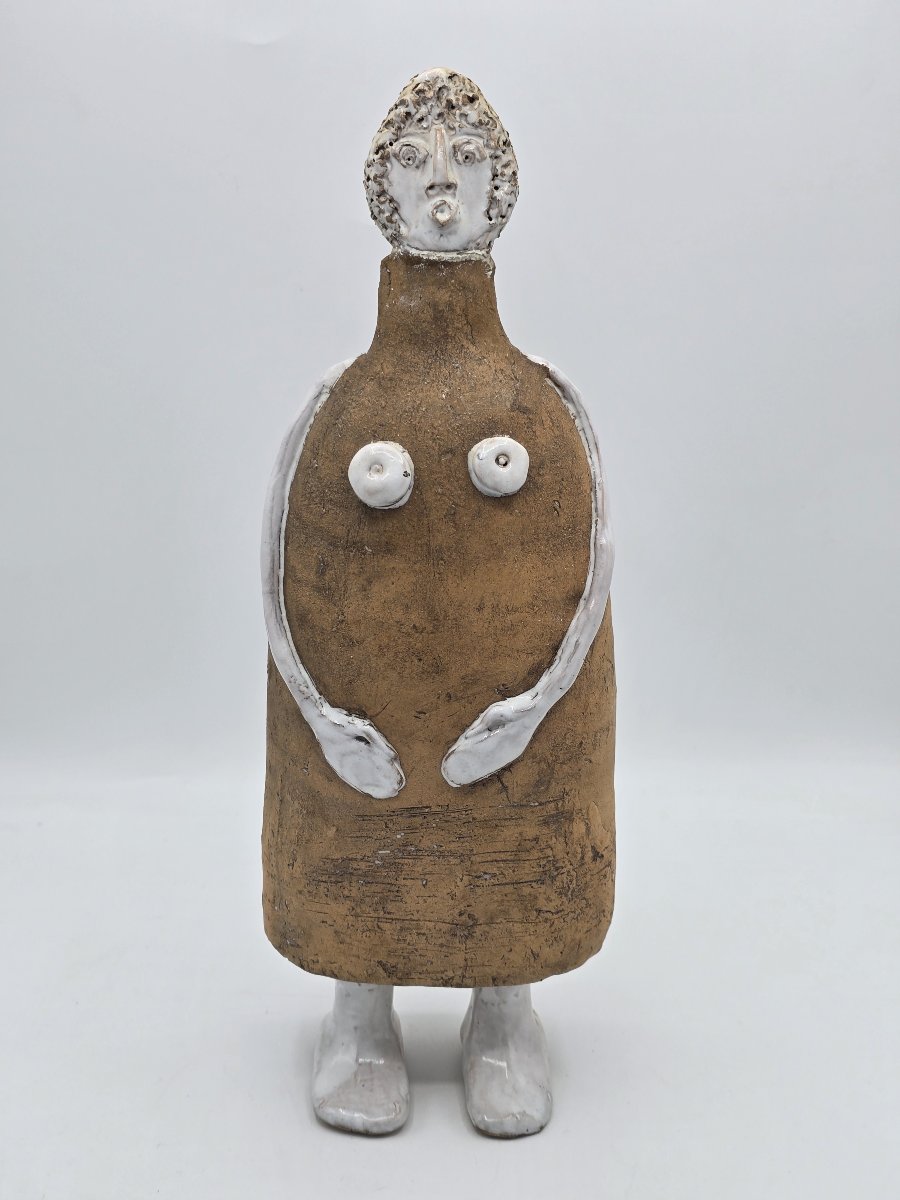 Albert & Stéphane THIRY – Sculpture féminine en terre chamottée émaillée – vers 1990 – 36 cm