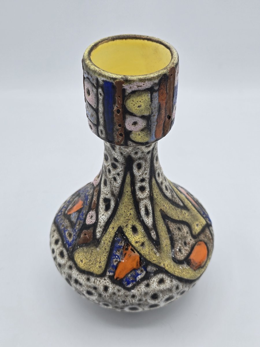 Marius BESSONE (1929-2001) – Vase en céramique émaillée polychrome – Vallauris –1950-1960-photo-3