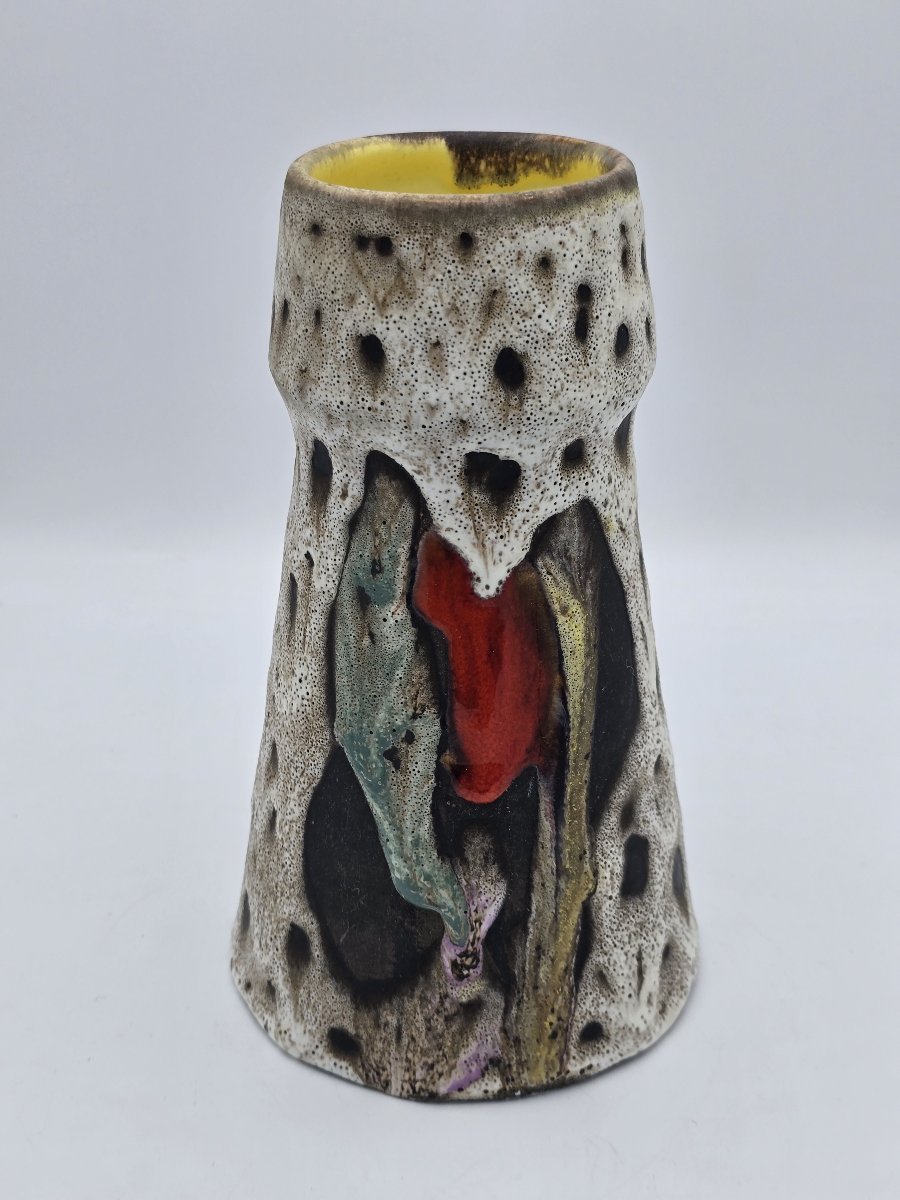 Marius Bessone (1929–2001) – Polychrome Glazed Ceramic Vase – Vallauris – 1960s