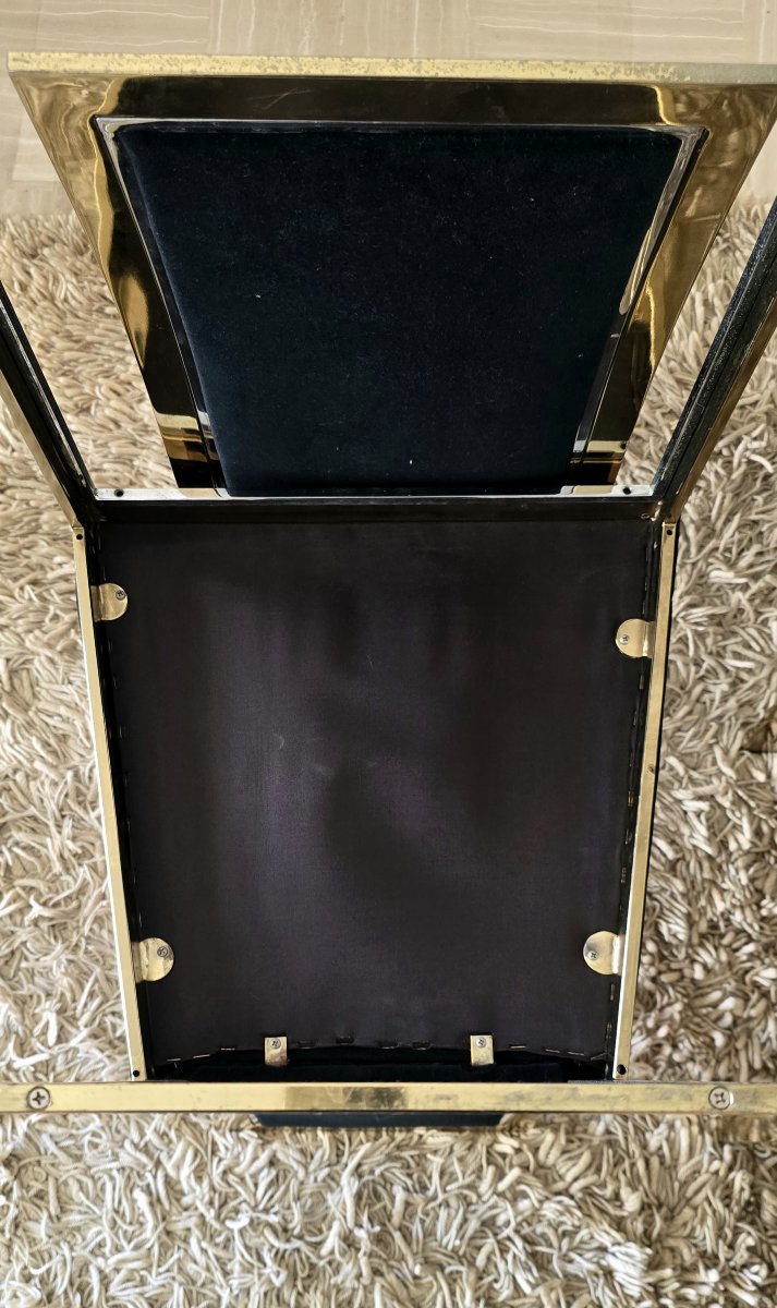 Set Of 8 Chairs In Brass, Chrome, And Black Velvet, Maison Roméo, 1970-photo-2