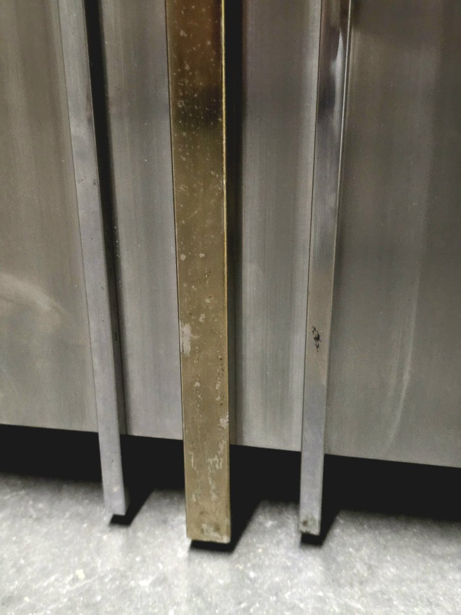 Nucci Valsecchi  – Chrome-plated Metal And Brass Planter, Italy, 1970s-photo-2