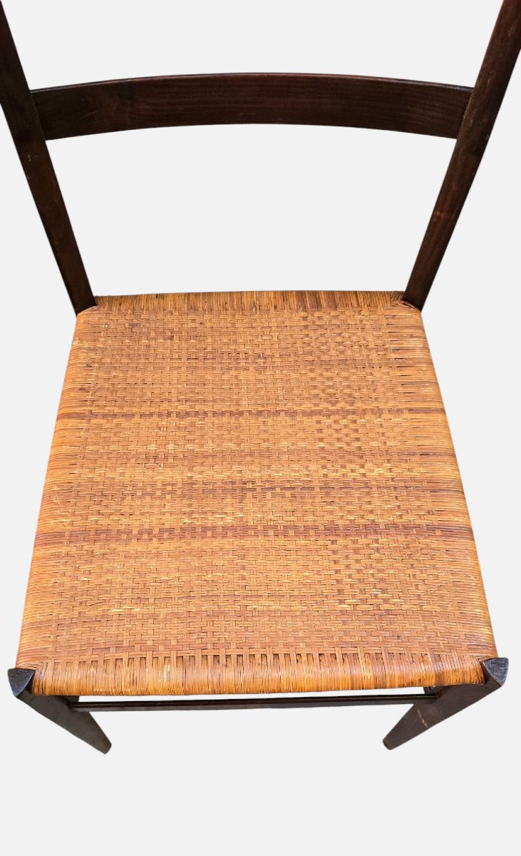 Gio Ponti, modèle 699 dit Superleggera, paire de chaises en frêne teinté assise en canne tressé-photo-3