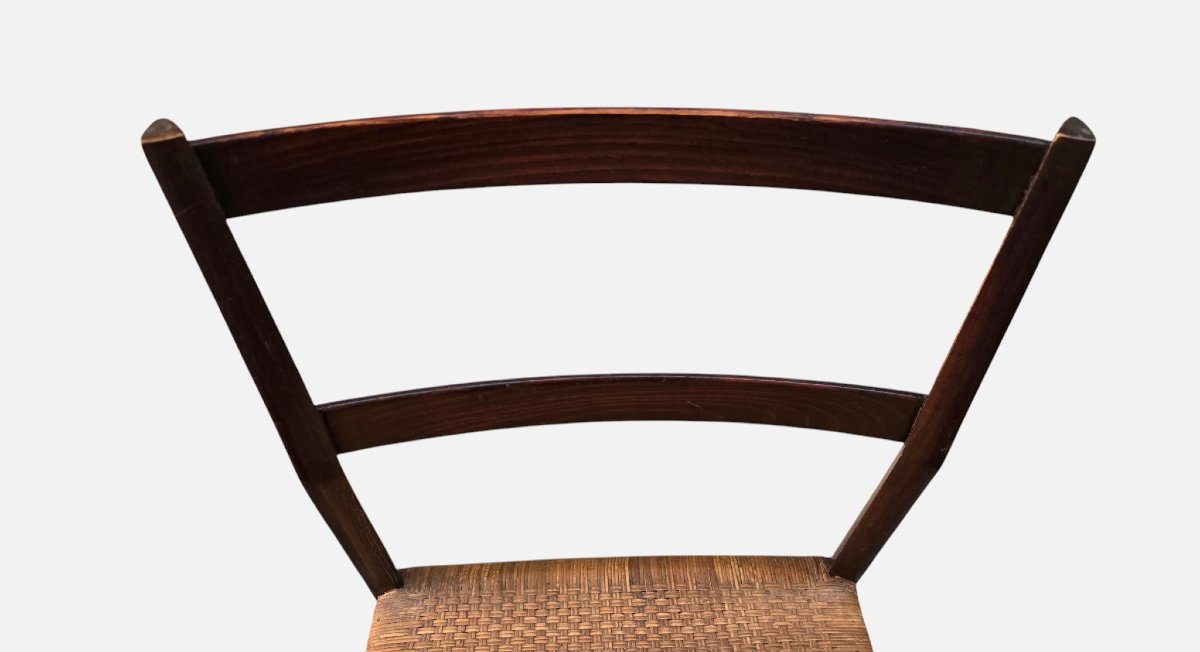 Gio Ponti, modèle 699 dit Superleggera, paire de chaises en frêne teinté assise en canne tressé-photo-4