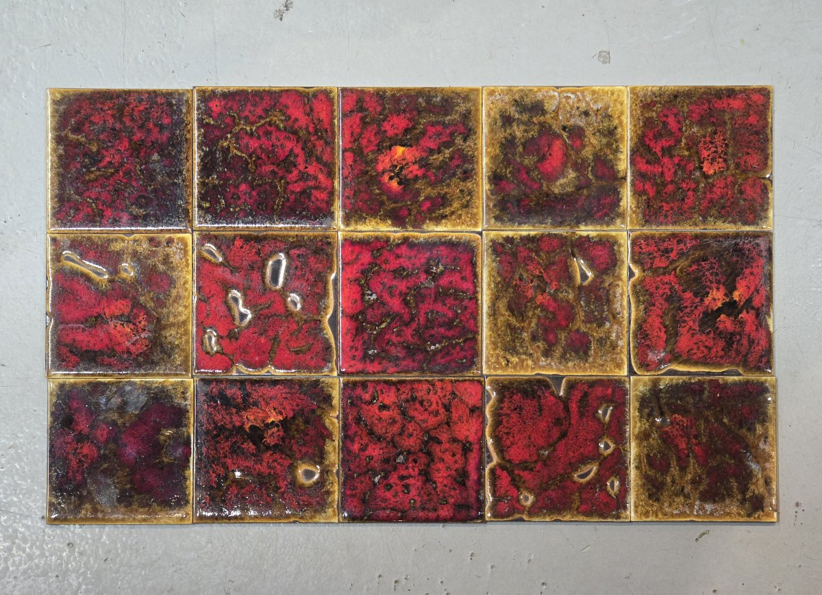 Lot de 15 carreaux en céramique Villeroy & Boch – La Ferté-Gaucher – France – années 1960/70 -photo-2