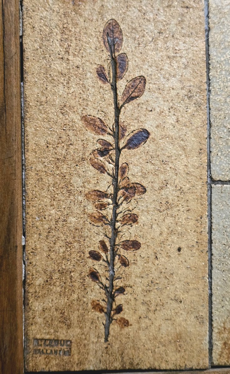 Raymonde Leduc - Table basse en bois et céramique, Vallauris, années 1960-photo-5