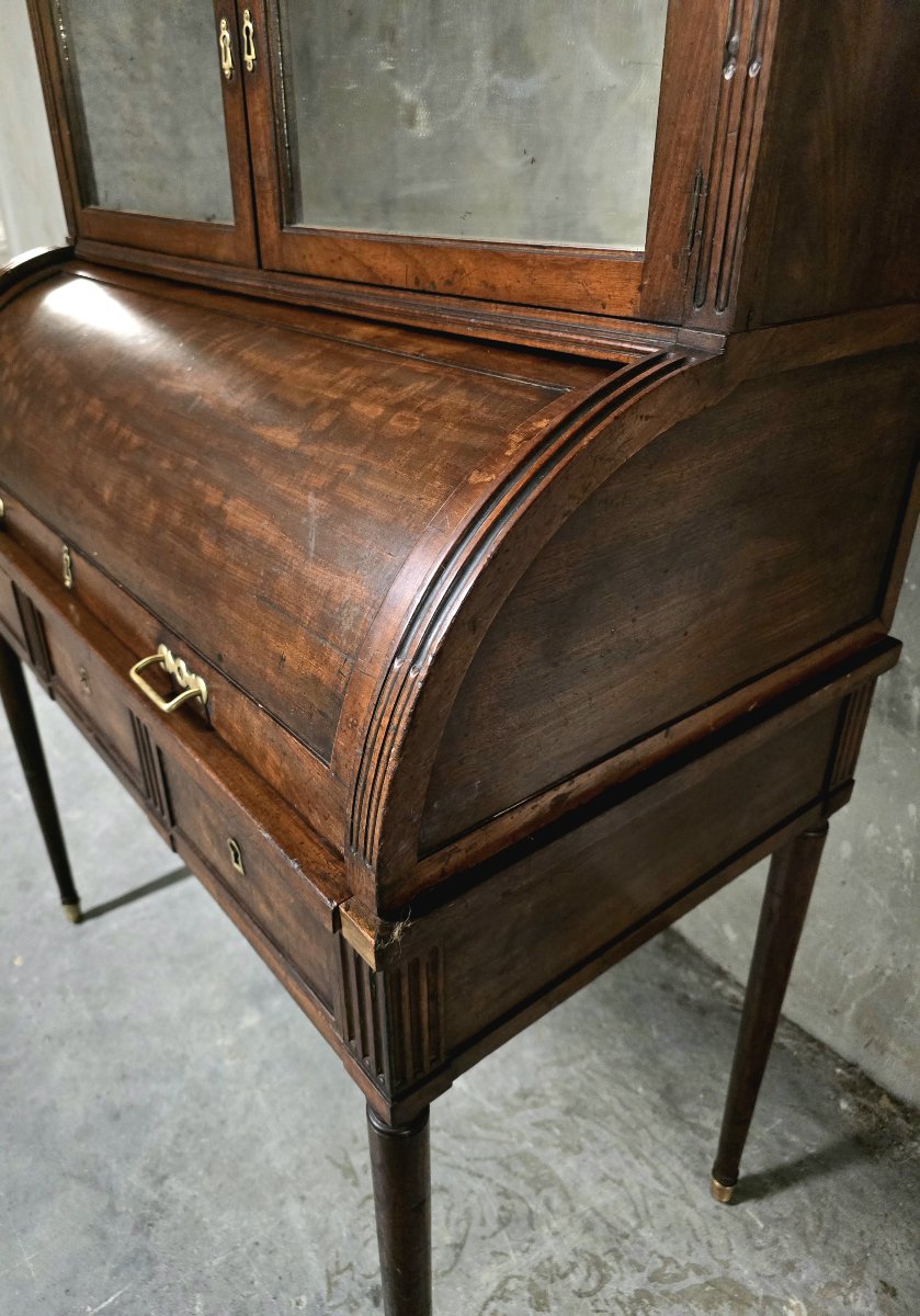 Bureau à cylindre en acajou et placage d’acajou, style Louis XVI, XIXe siècle-photo-4