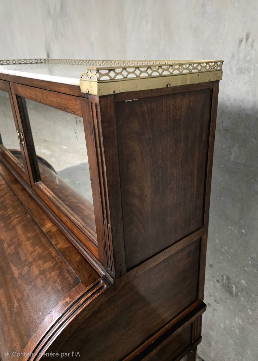 Bureau à cylindre en acajou et placage d’acajou, style Louis XVI, XIXe siècle-photo-1