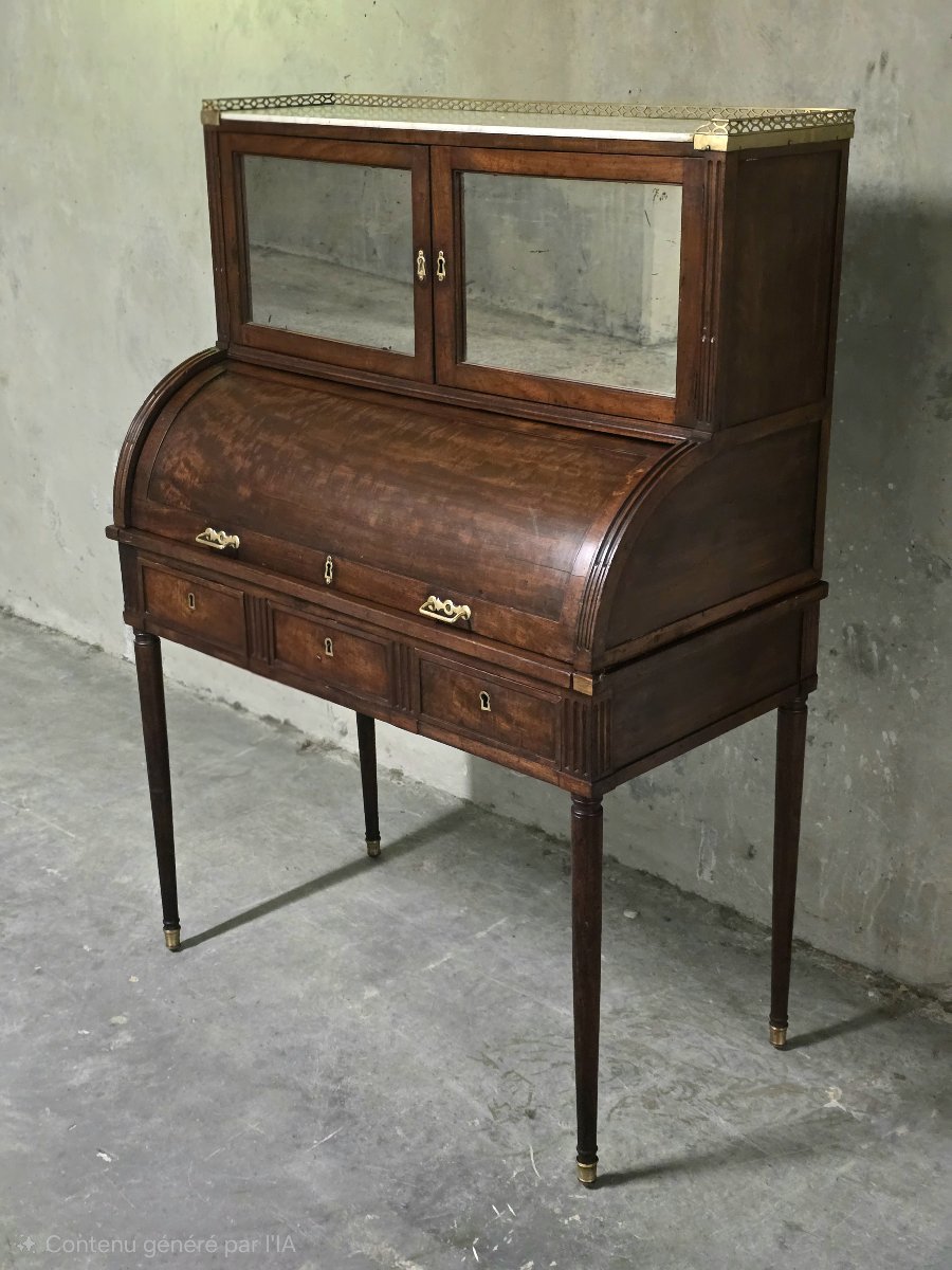 Bureau à cylindre en acajou et placage d’acajou, style Louis XVI, XIXe siècle