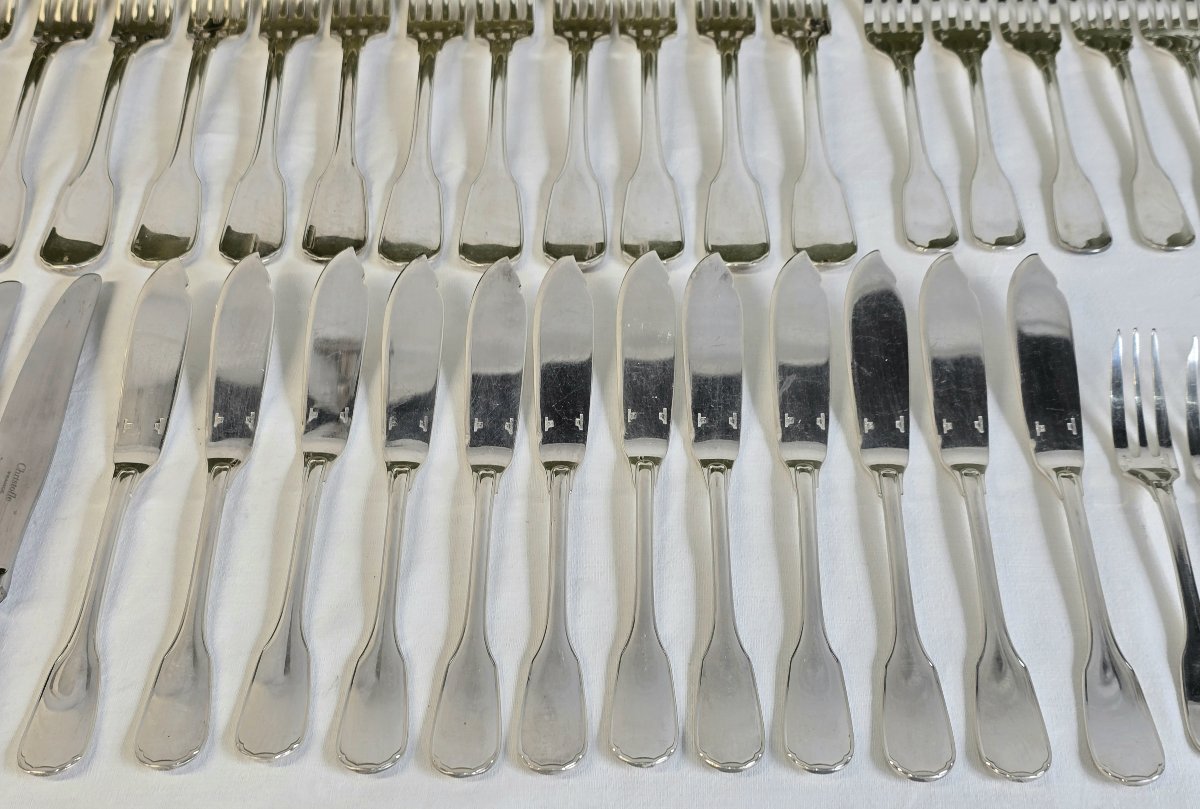 Ménagère de 87 pièces de la maison Christofle, modèle Versailles, en métal argenté, milieu XXe-photo-8