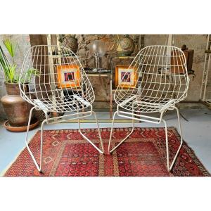 Pair Of Sm05 Wire Chairs By Cees Braakman For Pastoe, Denmark 1950