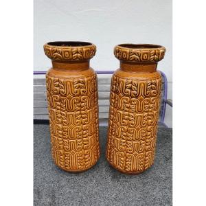 Pair Vintage Ceramic Vases Austria 1970