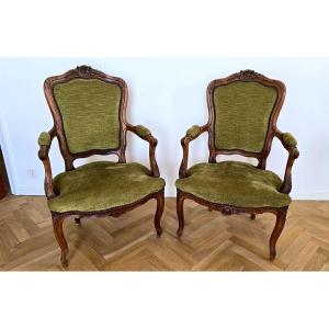 Pair Of Louis XV Cabriolet Armchairs