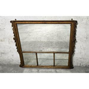 Miroir de cheminée en bois et stuc, fin XIX début XX