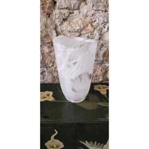Murano Vase In Transparent Glass Lattimo 1960s/70s