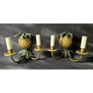 Maison Charles & Fils - Paire d'appliques Ananas 