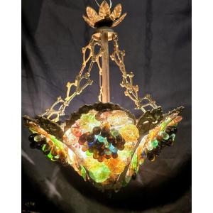 Lustre de Murano en bronze et grappes de raisin