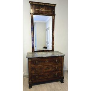 Empire Period Chest Of Drawers And Mirror