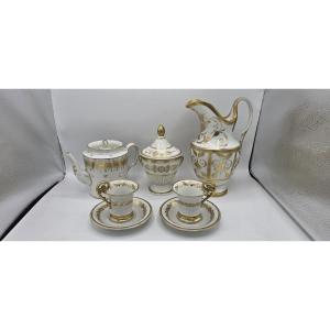 Antique White And Gold Porcelain Coffee Service – Empire Style – Early 19th Century