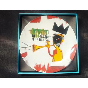 Jean-michel Basquiat "trumpet" Plate, 1984 – Limoges Porcelain – Ligne Blanche Paris