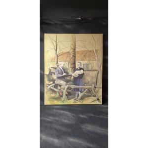 Huile sur toile monogrammée SB, datée 1974/75 