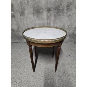 Table basse bouillotte de style Louis XVI, plateau en marbre