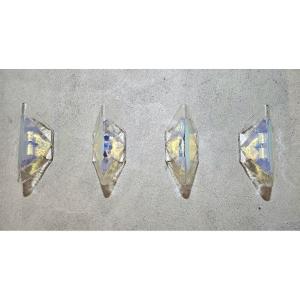 Carlo Nason For A.v. Mazzega (attributed), Set Of 4 Murano Glass Wall Sconces, 1960s–1970s