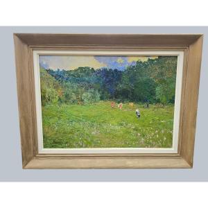 Joseph BARRIÈRE (1874-1957) – Les Colchiques – Huile sur panneau – 1950