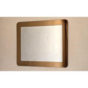 Miroir italien en verre miroir bronze, vers 1970 – attribué à Fontana Arte