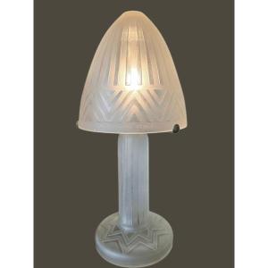 Daum Nancy France – Art Deco Mushroom Lamp In Frosted Glass – Circa 1930 – H. 55 Cm