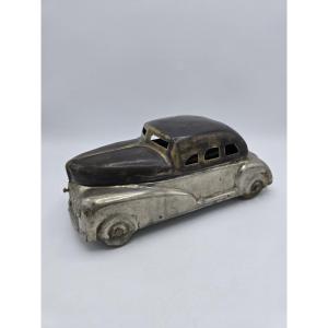 Boîte à paan Betel Motor Car en laiton nickelé – Patent No. 75086 – Inde, milieu XXe