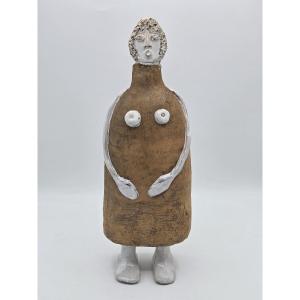 Albert & Stéphane THIRY – Sculpture féminine en terre chamottée émaillée – vers 1990 – 36 cm