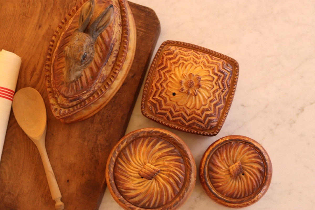 Georges Dreyfus, ensemble rare de 4 pots à terrine en trompe l'oeil (Pillivuyt) vers 1900-photo-2