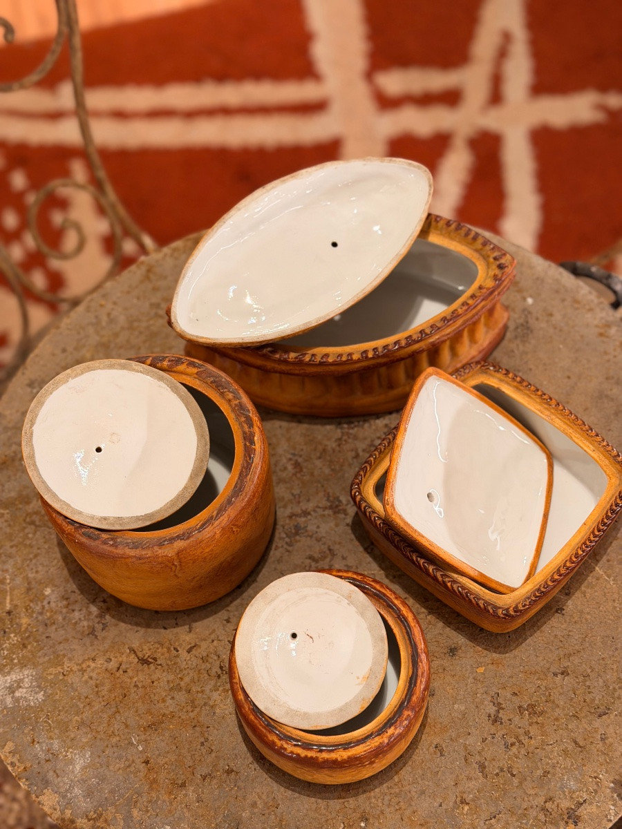 Georges Dreyfus, ensemble rare de 4 pots à terrine en trompe l'oeil (Pillivuyt) vers 1900-photo-5