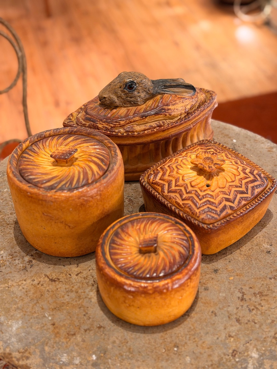 Georges Dreyfus, ensemble rare de 4 pots à terrine en trompe l'oeil (Pillivuyt) vers 1900-photo-7