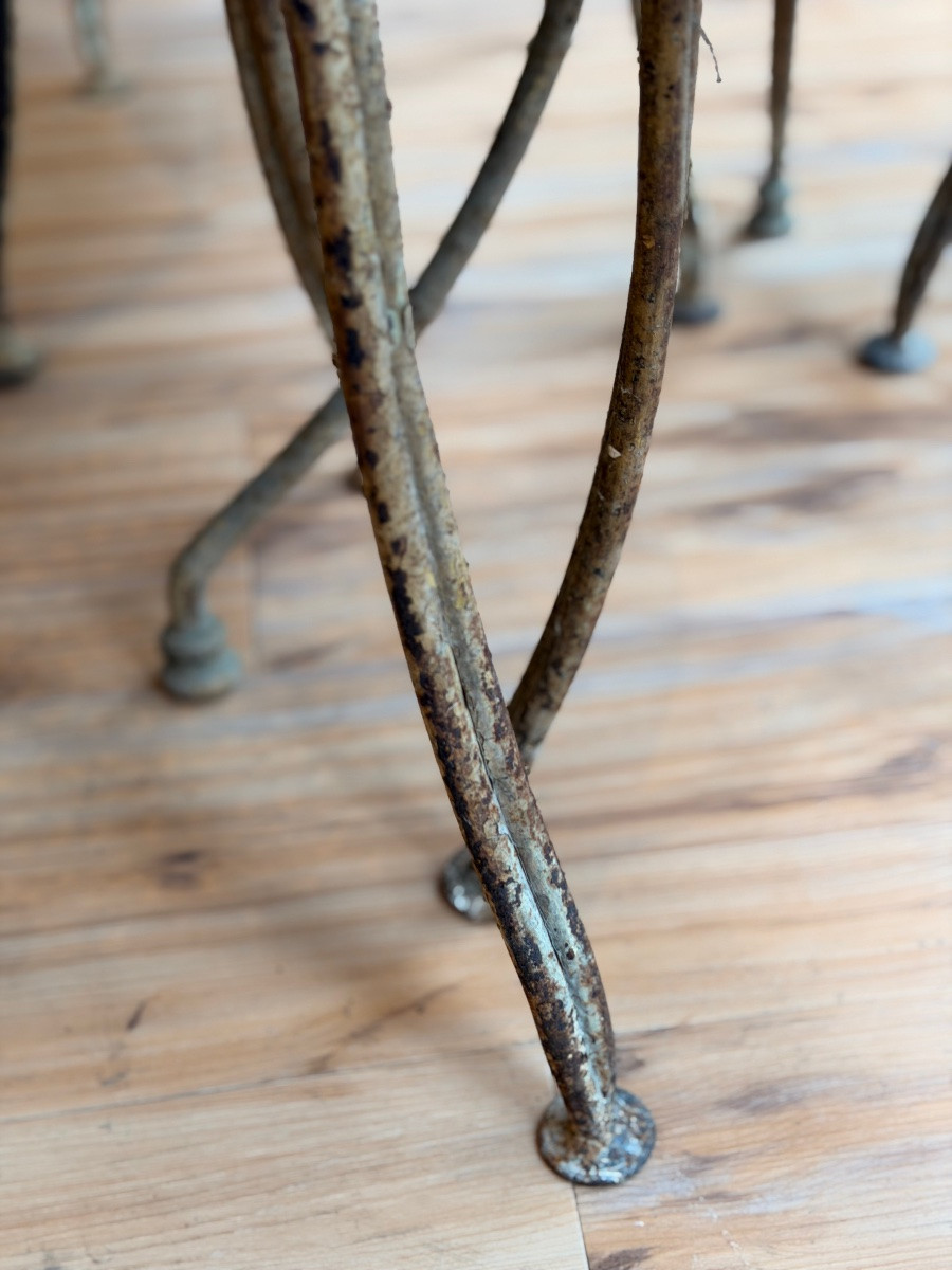 Salon de jardin en fer forgé – XIXe siècle, vers 1880, une table et quatre chaises-photo-4
