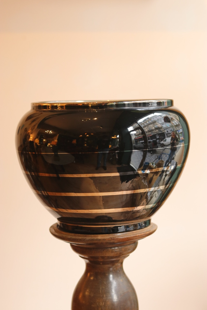 Rare Art Deco Cachepot From The Boch La Louvière Factory, Work By Charles Catteau