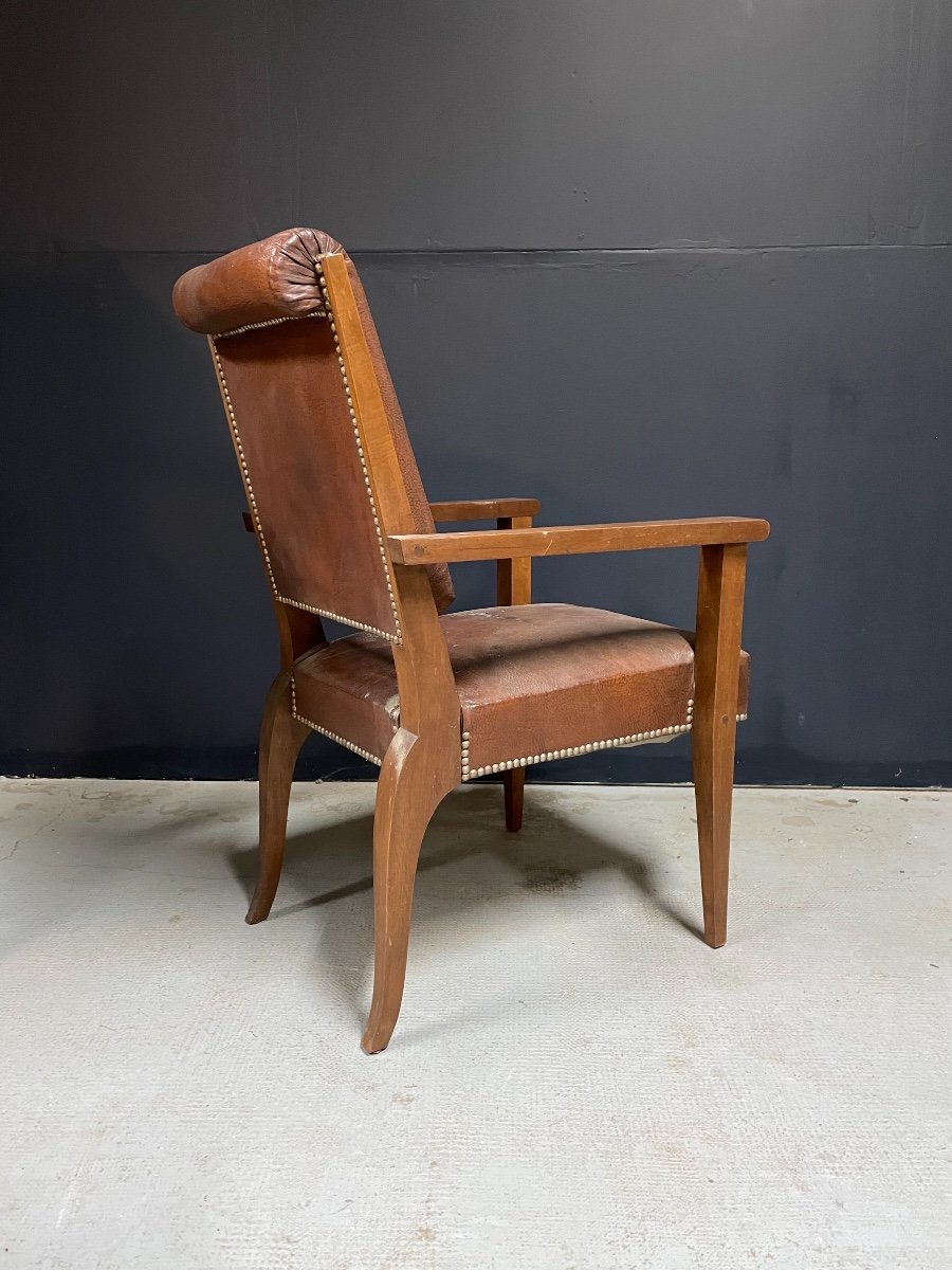 Modernist Design Leather Art Deco Office Chair-photo-2
