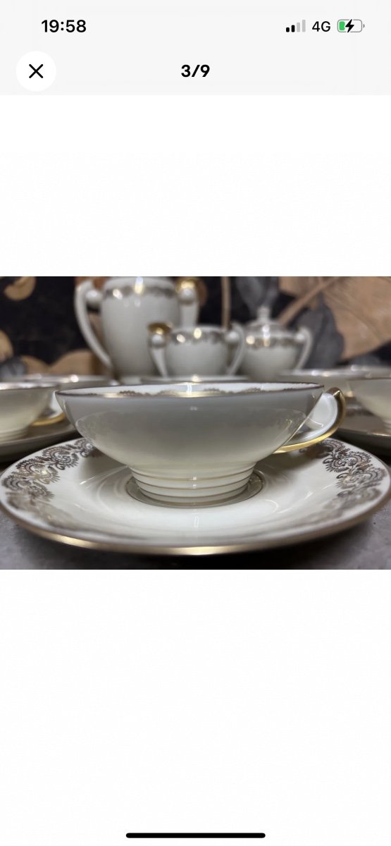 Theodore Haviland Limoges Service A Thé Café Porcelaine Art Déco Moderniste-photo-4