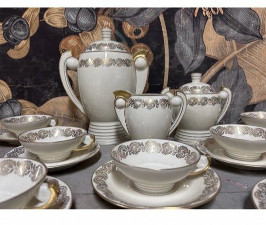 Theodore Haviland Limoges Modernist Art Deco Porcelain Tea Coffee Service